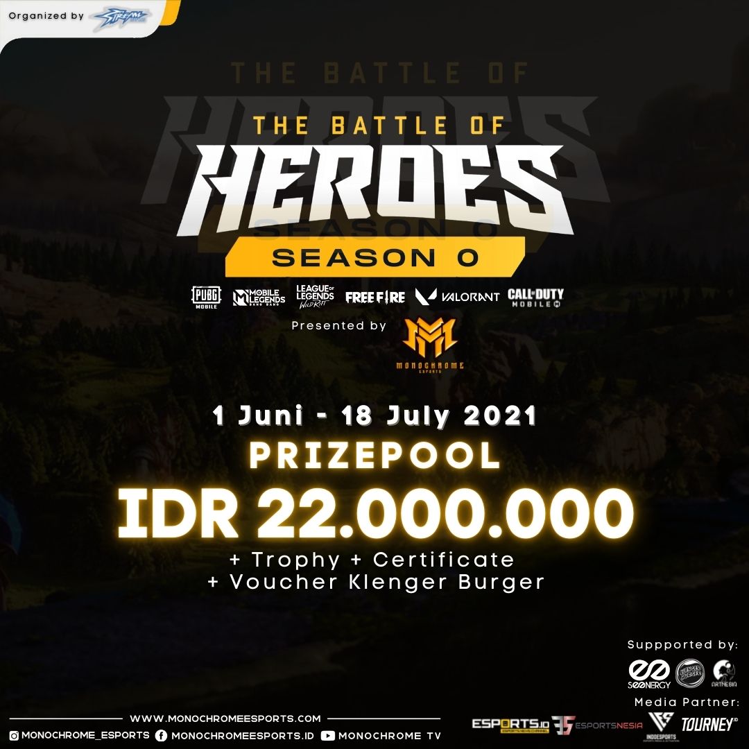 Berhadiah Total 22 Juta, Monochrome Esports Gelar The Battle of Heroes!