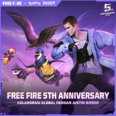 Ulang Tahun Ke-5, Kolaborasi Free Fire x Justin Bieber Akan Segera Hadir!