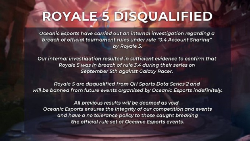 Langgar Aturan, Royale 5 Ditendang Dari QH Sports Dota Series