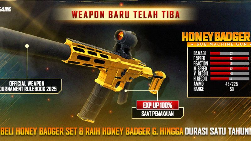 Honey Badger Gold, Senjata Sub Machine Gun Terbaru di Point Blank Resmi Dirilis!