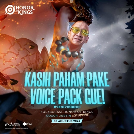 Coach Justin Hadir sebagai Announcer Pack Honor of Kings pada 30 Agustus 2024