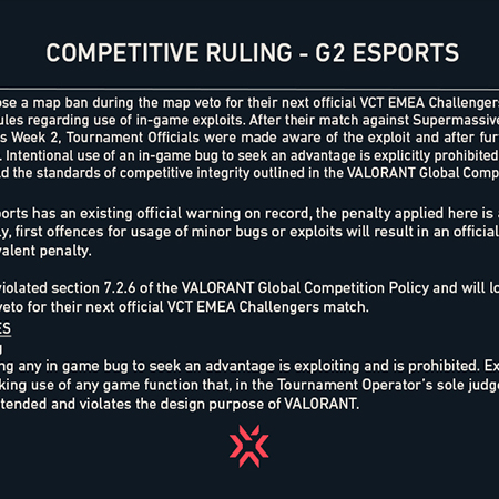 G2 Esports Dihukum Lagi Akibat Eksploitasi Bug di VCT EMEA