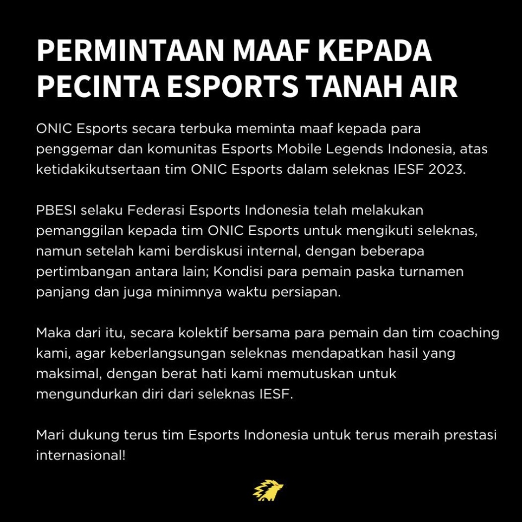 Jadwal Padat Onic Esports Undur Diri dari Seleknas IESF 2023